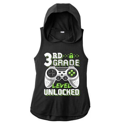 3rd Grade Level Unlocked Video Game Back To School Boy Ladies PosiCharge Tri-Blend Wicking Draft Hoodie Tank