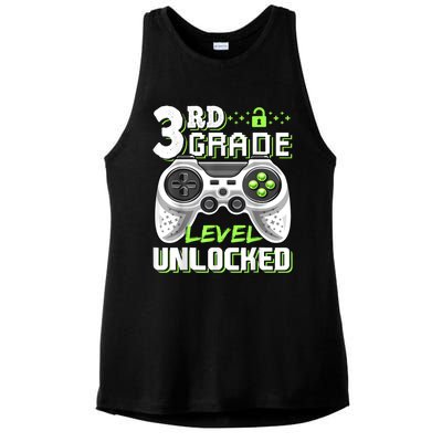 3rd Grade Level Unlocked Video Game Back To School Boy Ladies PosiCharge Tri-Blend Wicking Tank