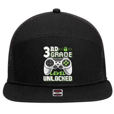 3rd Grade Level Unlocked Video Game Back To School Boy 7 Panel Mesh Trucker Snapback Hat