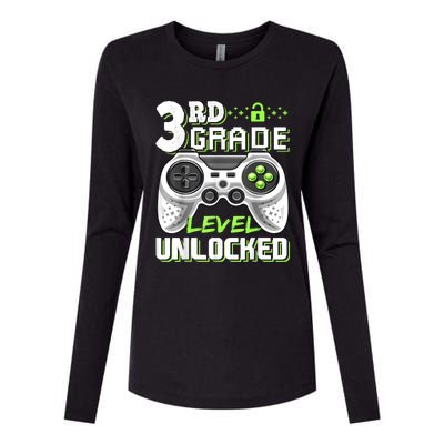 3rd Grade Level Unlocked Video Game Back To School Boy Womens Cotton Relaxed Long Sleeve T-Shirt