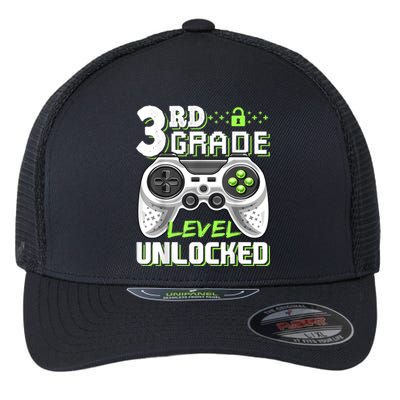 3rd Grade Level Unlocked Video Game Back To School Boy Flexfit Unipanel Trucker Cap