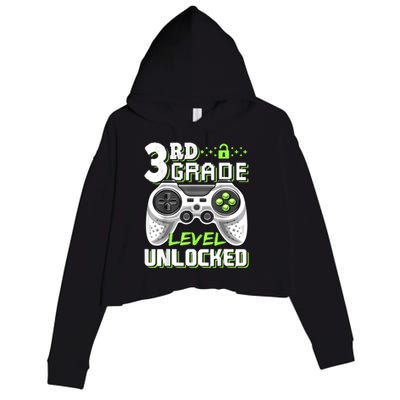 3rd Grade Level Unlocked Video Game Back To School Boy Crop Fleece Hoodie