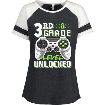 3rd Grade Level Unlocked Video Game Back To School Boy Enza Ladies Jersey Colorblock Tee