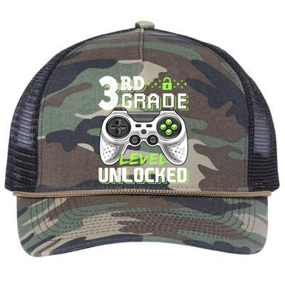 3rd Grade Level Unlocked Video Game Back To School Boy Retro Rope Trucker Hat Cap