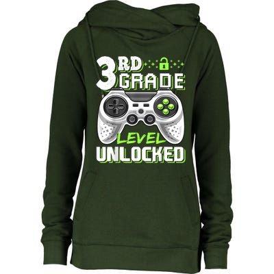 3rd Grade Level Unlocked Video Game Back To School Boy Womens Funnel Neck Pullover Hood