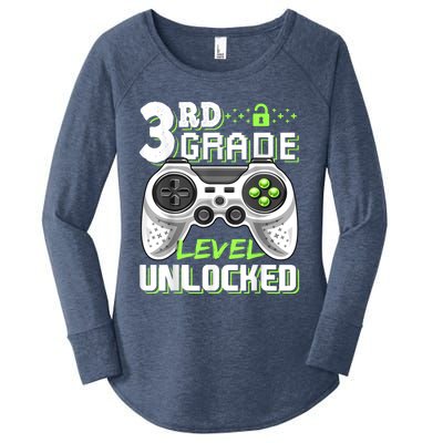 3rd Grade Level Unlocked Video Game Back To School Boy Women's Perfect Tri Tunic Long Sleeve Shirt