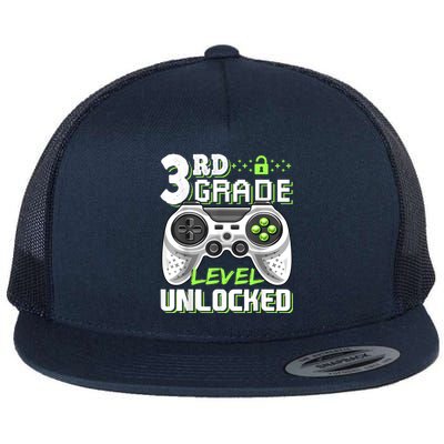 3rd Grade Level Unlocked Video Game Back To School Boy Flat Bill Trucker Hat