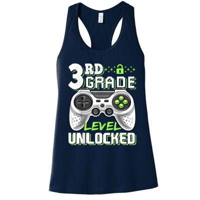 3rd Grade Level Unlocked Video Game Back To School Boy Women's Racerback Tank