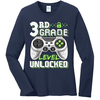 3rd Grade Level Unlocked Video Game Back To School Boy Ladies Long Sleeve Shirt