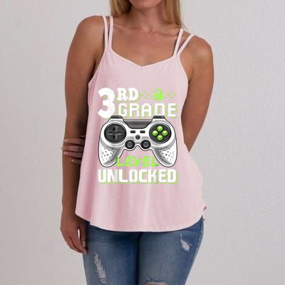 3rd Grade Level Unlocked Video Game Back To School Boy Women's Strappy Tank