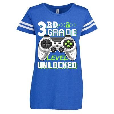 3rd Grade Level Unlocked Video Game Back To School Boy Enza Ladies Jersey Football T-Shirt