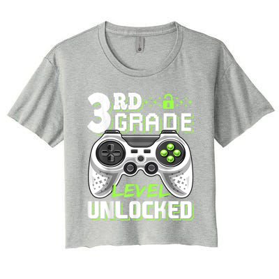 3rd Grade Level Unlocked Video Game Back To School Boy Women's Crop Top Tee