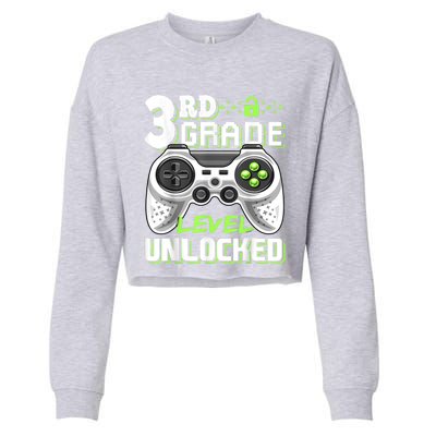 3rd Grade Level Unlocked Video Game Back To School Boy Cropped Pullover Crew