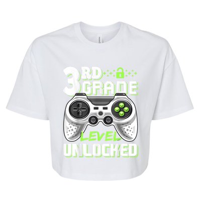 3rd Grade Level Unlocked Video Game Back To School Boy Bella+Canvas Jersey Crop Tee