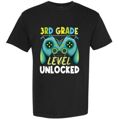 3rd Grade Level Unlocked First Day Back To School Boy Garment-Dyed Heavyweight T-Shirt