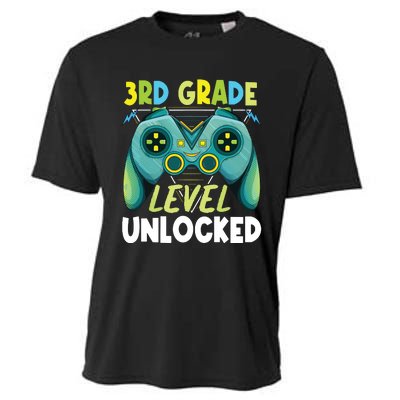 3rd Grade Level Unlocked First Day Back To School Boy Cooling Performance Crew T-Shirt