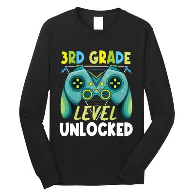 3rd Grade Level Unlocked First Day Back To School Boy Long Sleeve Shirt