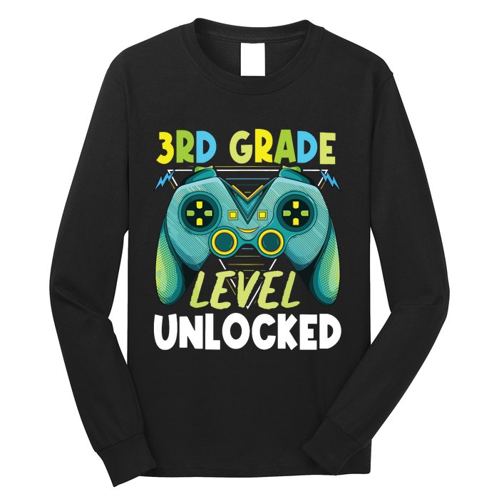 3rd Grade Level Unlocked First Day Back To School Boy Long Sleeve Shirt