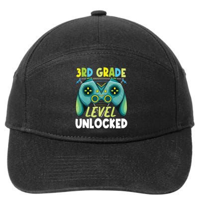 3rd Grade Level Unlocked First Day Back To School Boy 7-Panel Snapback Hat