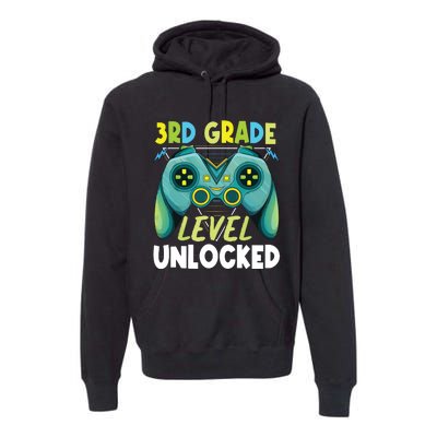 3rd Grade Level Unlocked First Day Back To School Boy Premium Hoodie