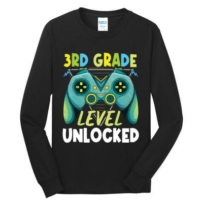 3rd Grade Level Unlocked First Day Back To School Boy Tall Long Sleeve T-Shirt