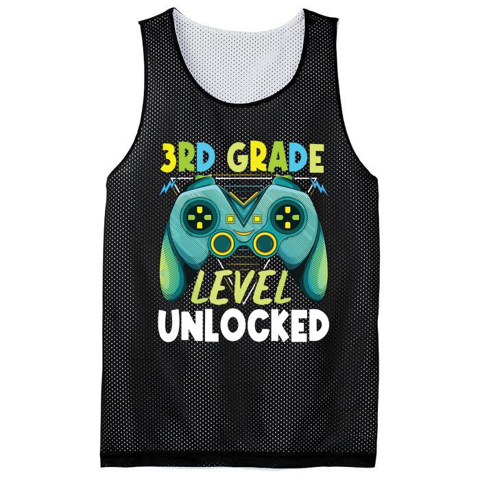 3rd Grade Level Unlocked First Day Back To School Boy Mesh Reversible Basketball Jersey Tank