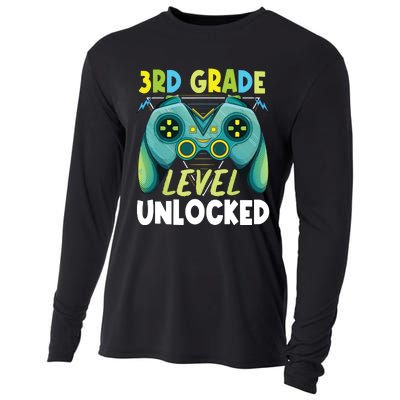 3rd Grade Level Unlocked First Day Back To School Boy Cooling Performance Long Sleeve Crew