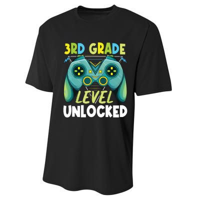 3rd Grade Level Unlocked First Day Back To School Boy Performance Sprint T-Shirt