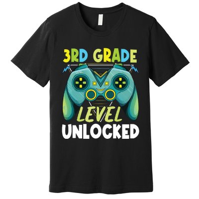 3rd Grade Level Unlocked First Day Back To School Boy Premium T-Shirt