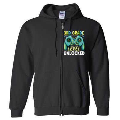 3rd Grade Level Unlocked First Day Back To School Boy Full Zip Hoodie