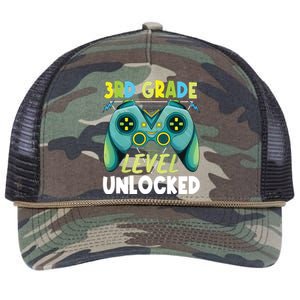 3rd Grade Level Unlocked First Day Back To School Boy Retro Rope Trucker Hat Cap