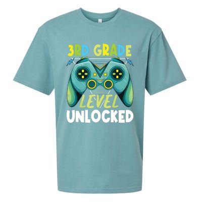 3rd Grade Level Unlocked First Day Back To School Boy Sueded Cloud Jersey T-Shirt