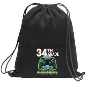 34th Grade Level Unlocked Video Gamer Level Up Birthday Sweatshirt Cinch Pack Bag