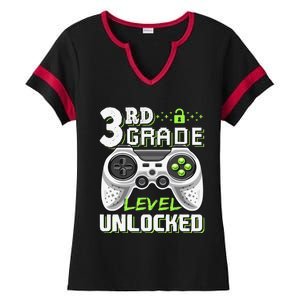 3rd Grade Level Unlocked Video Game Back To School Ladies Halftime Notch Neck Tee