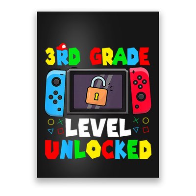 3rd Grade Level Unlocked Back To School First Day Gamer Poster