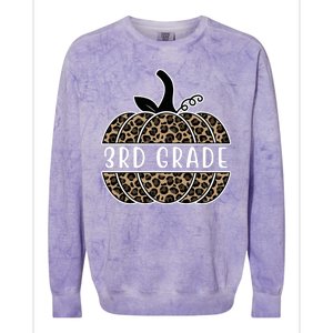 3rd Grade Leopard Pumpkin Colorblast Crewneck Sweatshirt