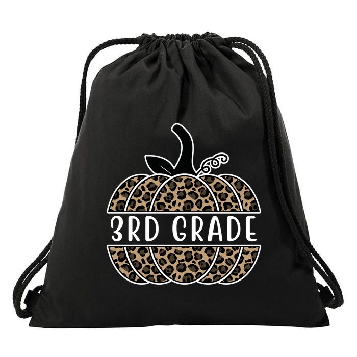 3rd Grade Leopard Pumpkin Drawstring Bag