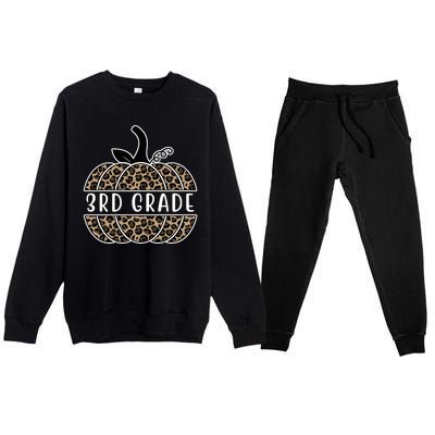 3rd Grade Leopard Pumpkin Premium Crewneck Sweatsuit Set