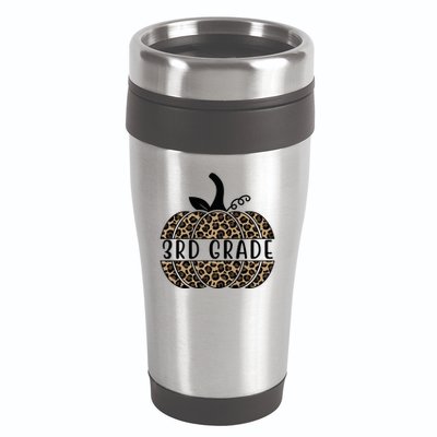3rd Grade Leopard Pumpkin 16oz Travel Tumbler