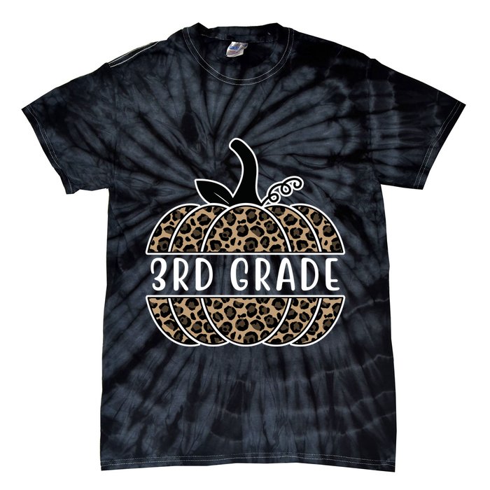 3rd Grade Leopard Pumpkin Tie-Dye T-Shirt