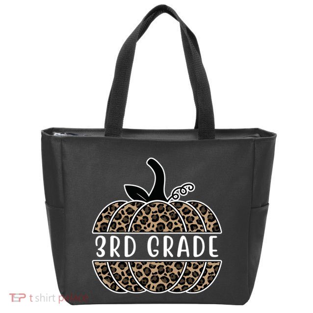 3rd Grade Leopard Pumpkin Zip Tote Bag