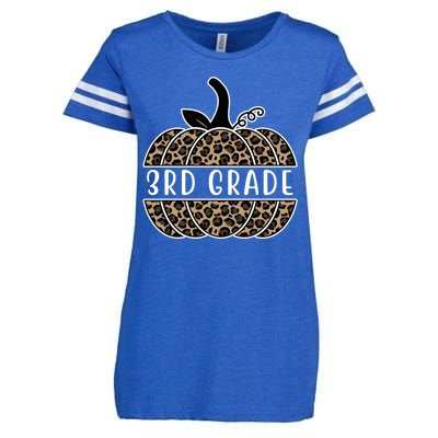 3rd Grade Leopard Pumpkin Enza Ladies Jersey Football T-Shirt