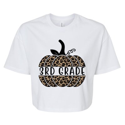 3rd Grade Leopard Pumpkin Bella+Canvas Jersey Crop Tee