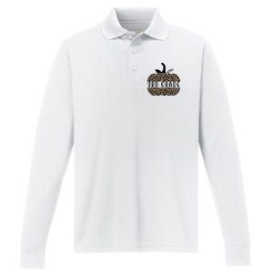 3rd Grade Leopard Pumpkin Performance Long Sleeve Polo