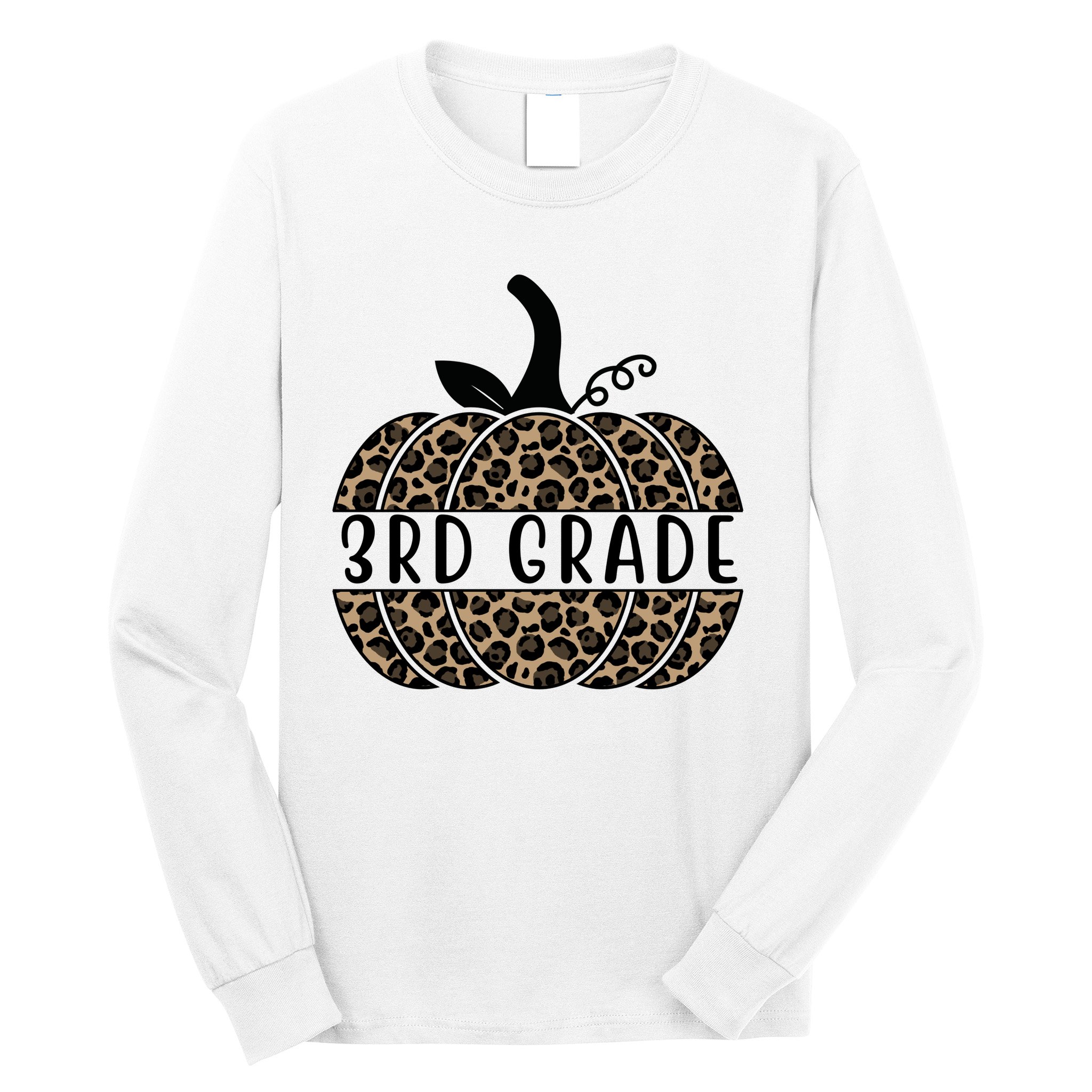 3rd Grade Leopard Pumpkin Long Sleeve Shirt