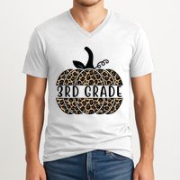 3rd Grade Leopard Pumpkin V-Neck T-Shirt
