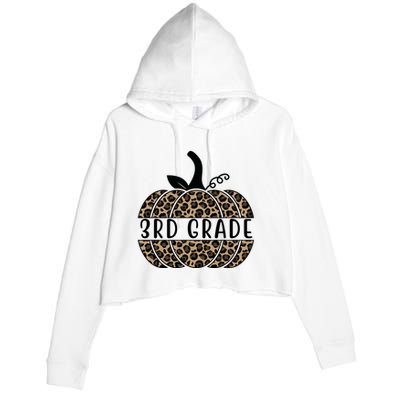 3rd Grade Leopard Pumpkin Crop Fleece Hoodie