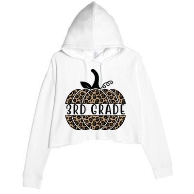 3rd Grade Leopard Pumpkin Crop Fleece Hoodie