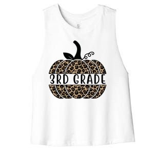 3rd Grade Leopard Pumpkin Women's Racerback Cropped Tank