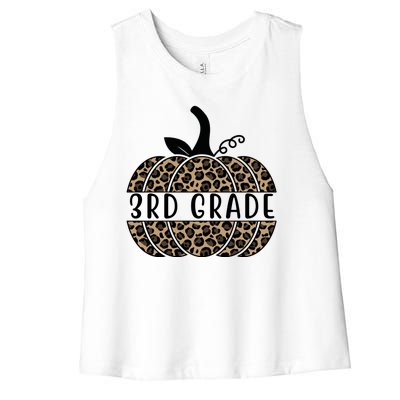 3rd Grade Leopard Pumpkin Women's Racerback Cropped Tank